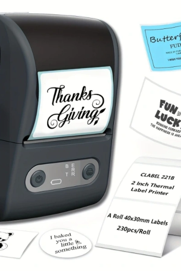 Siyah Kablosuz Portatif Etiket Yazıcısı