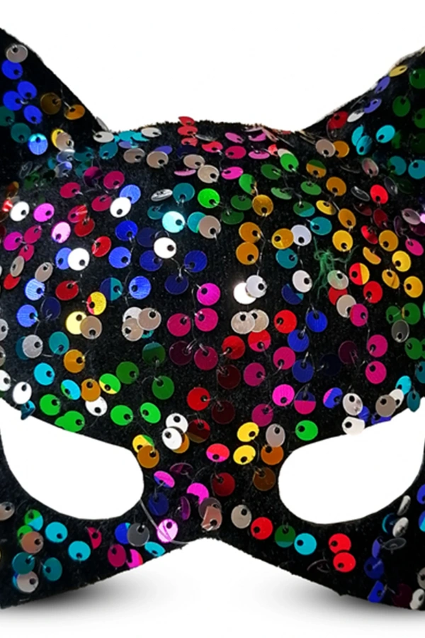 Siyah Kadife Payetli Parti Maskesi