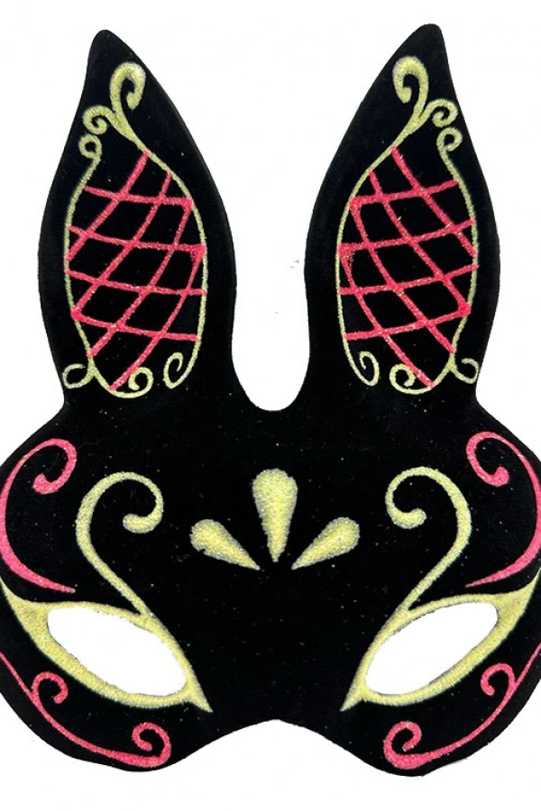 Siyah Kırmızı Gold Tavşan Maskesi