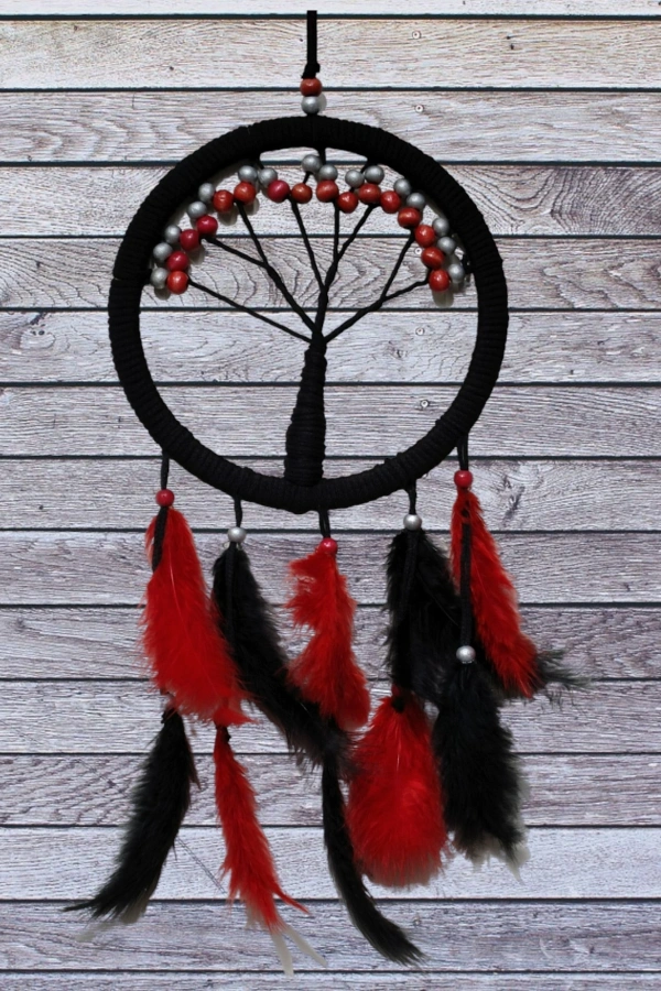 Siyah Kırmızı Hayat Ağacı Dream Catcher