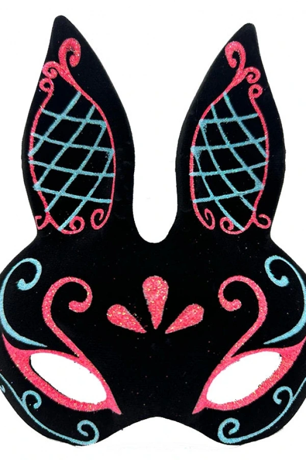 Siyah Mavi Kırmızı Tavşan Maskesi