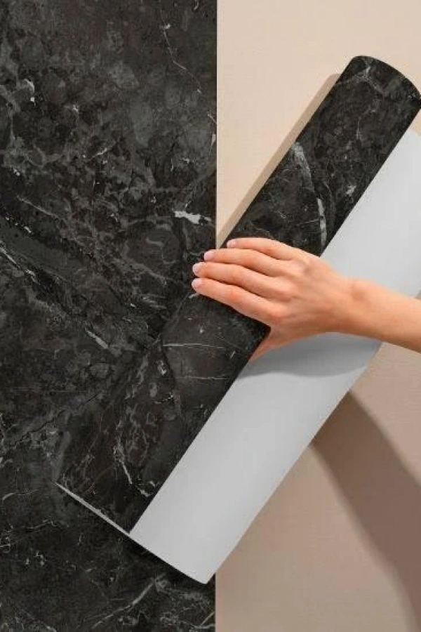 Siyah Mermer Desenli Yapışkanlı Kaplama Kağıdı 5 Metre