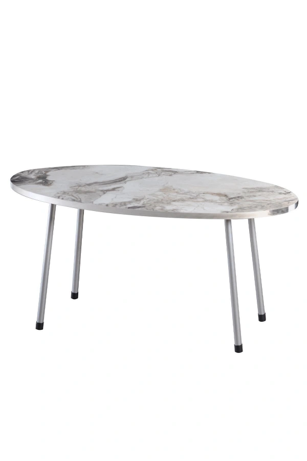 Siyah Metal Ayak Çift Altın Krem Orta Sehpa