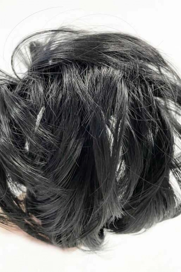 Siyah Renk Düz Model Hazır Telli Saç Şeklinde Peruk Postiş Toka