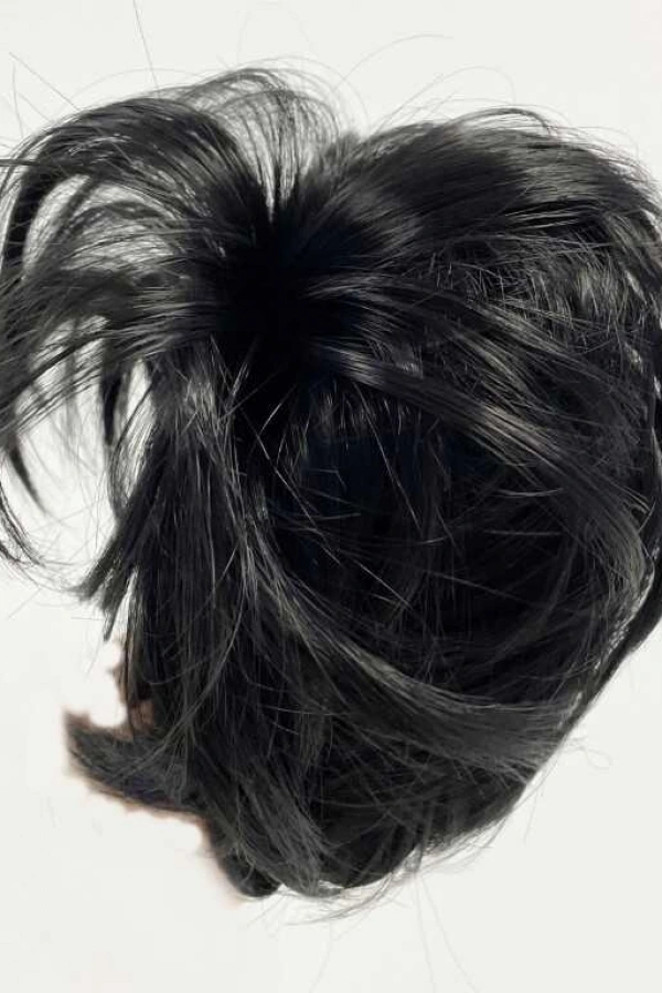 Siyah Renk Düz Model Hazır Telli Saç Şeklinde Peruk Postiş Toka