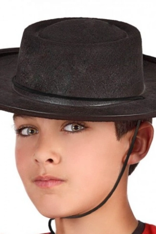 Siyah Renk Keçe Flamenko Şapkası Çocuk Boy