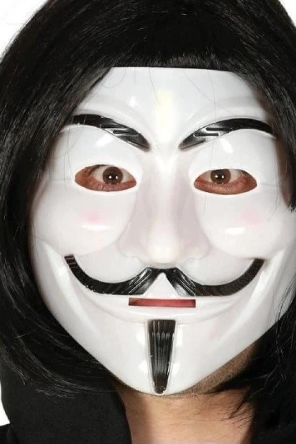 Siyah Renk Kısa Saç ve V For Vendetta Maskesi