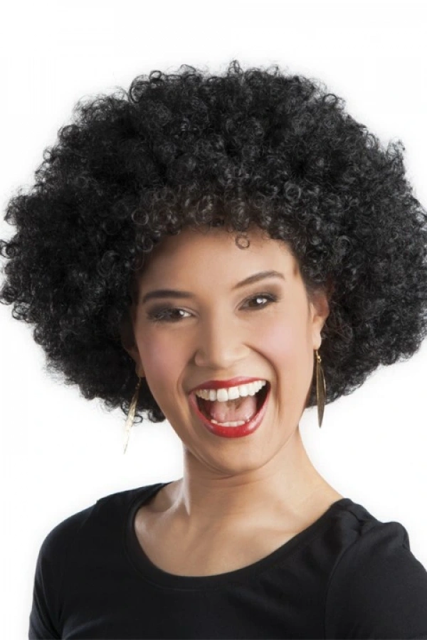Siyah Renk Kıvırcık Afro Bonus Parti Peruğu