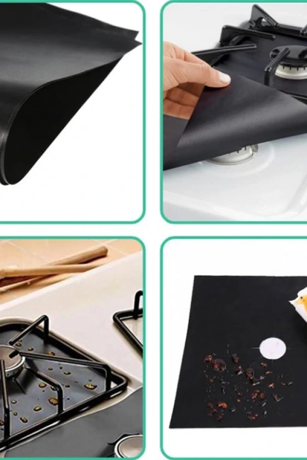 Siyah Renk Ocak Koruyucu Folyo Yanmaz Yapışmaz 4lü Set