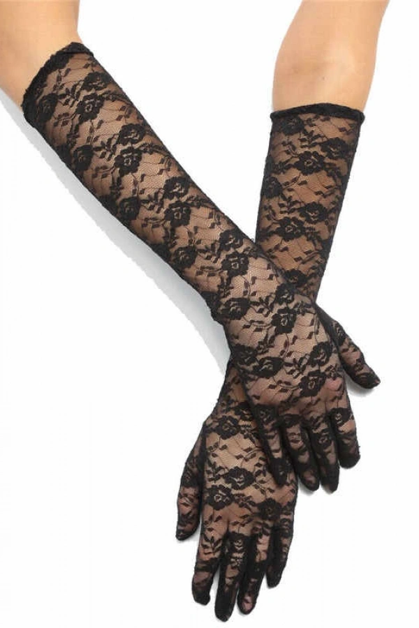 Siyah Renk Orta Boy Dantelli Eldiven