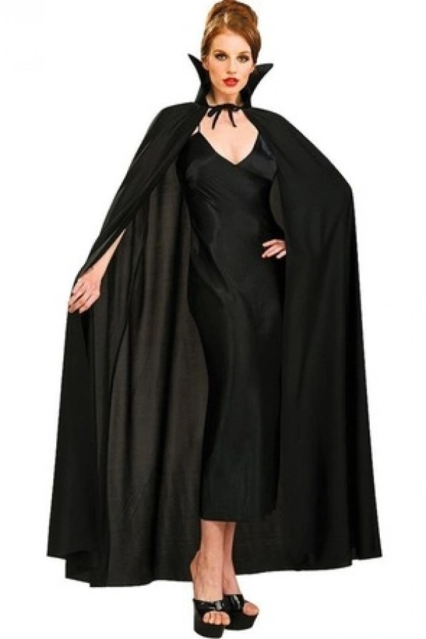 Siyah Renk Yakalı Halloween Pelerini 120 cm