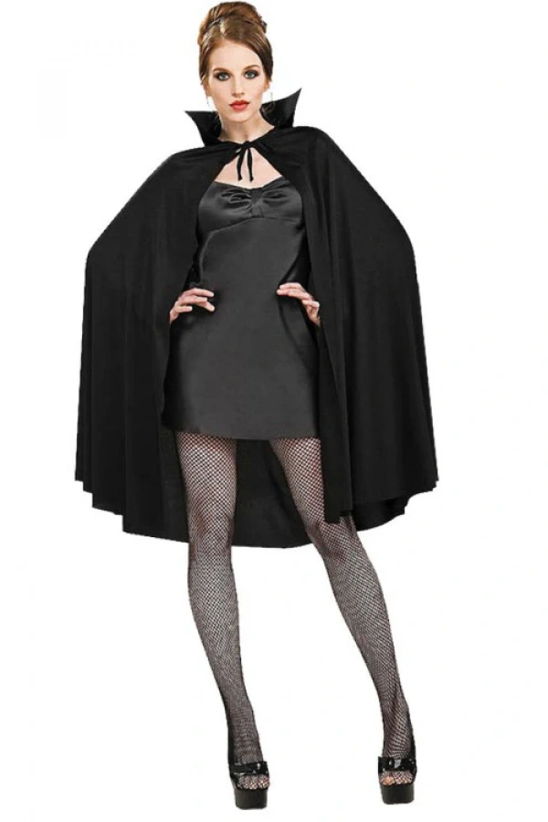 Siyah Renk Yakalı Halloween Pelerini 90 cm