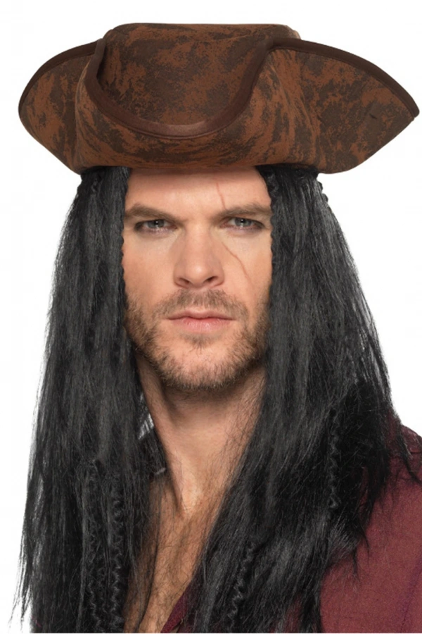 Siyah Saçlı Kaptan Korsan Şapkası