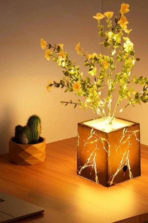 Siyah Saksılı LED Yapay Çiçek