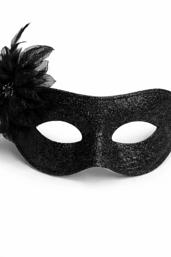Siyah Simli Tüylü Balo Maskesi