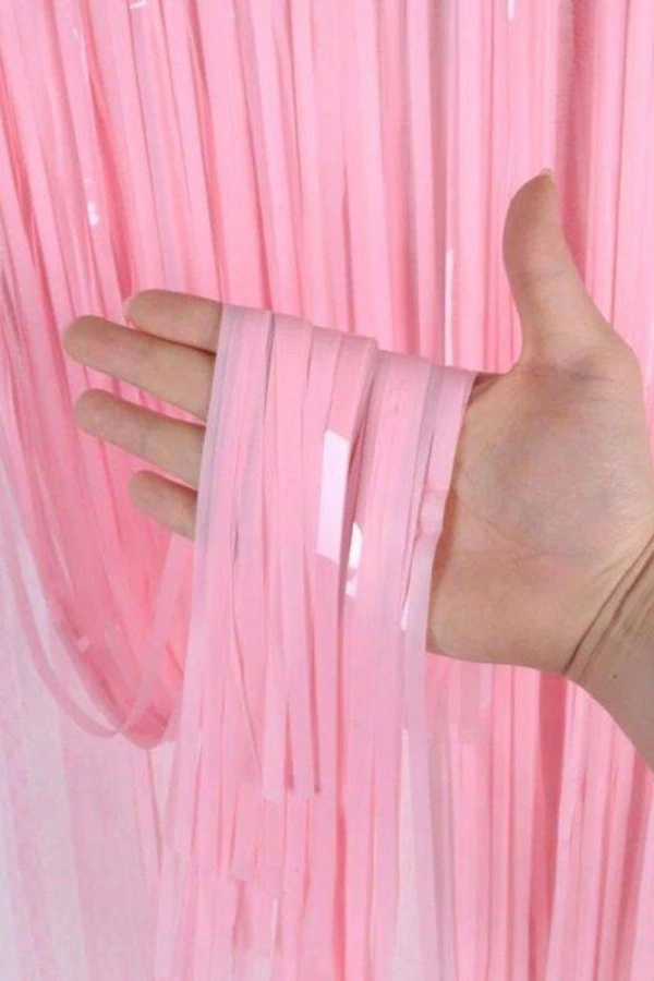 Soft Pembe Püsküllü Kapı Perdesi