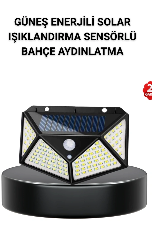 Solar Bahçe Lambası 100 LED Hareket Sensörlü Güneş Enerjili Aydınlatma