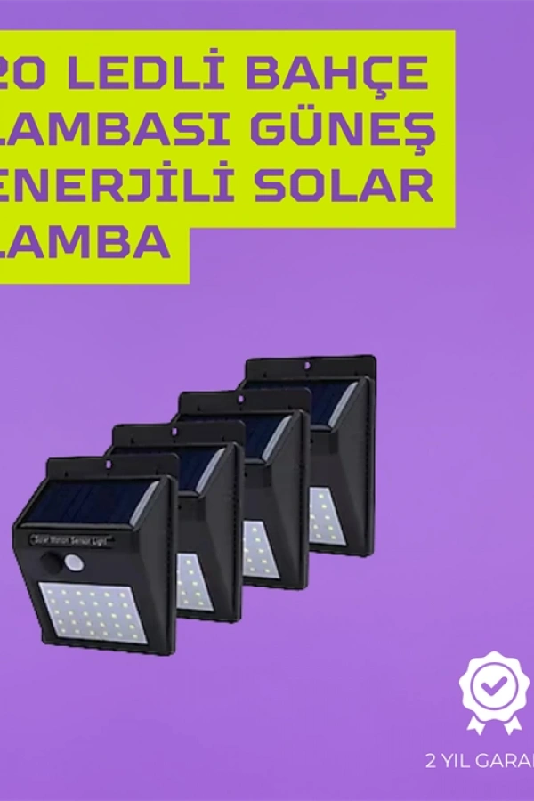 Solar Enerjili 20 LED Duvar Lambası | Hareket Sensörlü, Su Geçirmez, Kablo Gerektirmez