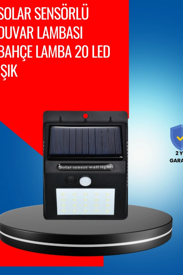 Solar Enerjiyle Çalışan IP65 Su Geçirmez 20 LED Duvar Lambası