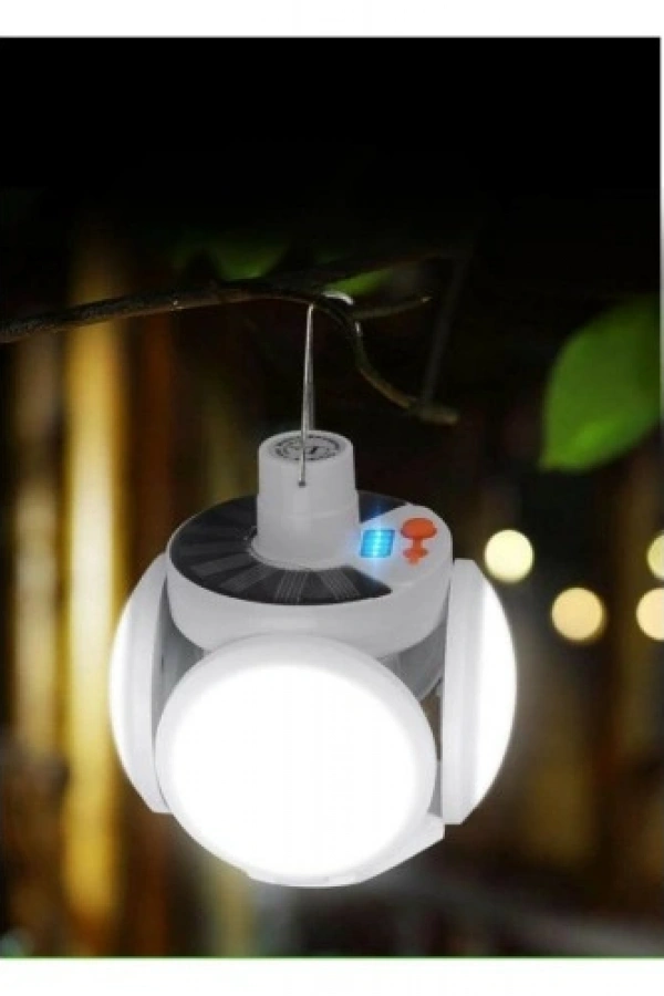 Solar Güneş Enerji Ve Usb Sarjlı 5 Kanatlı Bahçe Aydınlatma Led Askılı Pratik Kamp Lamba