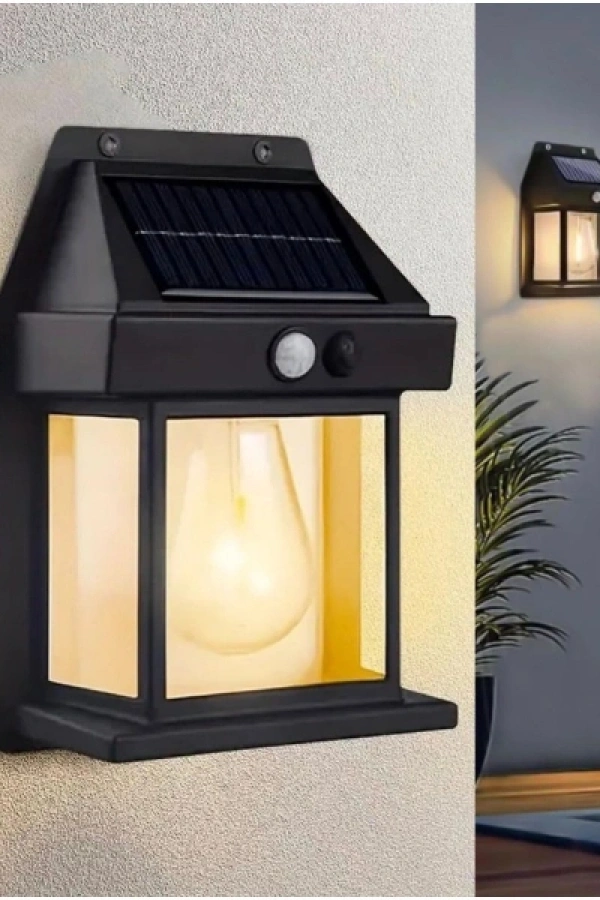 Solar Rustik Ampullü Duvar Lambası - Gün Işığı