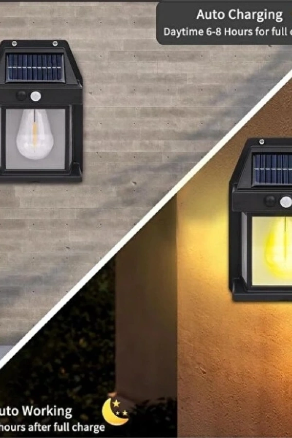 Solar Rustik Ampullü Duvar Lambası - Gün Işığı