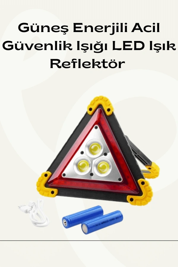 Solar Şarjlı Üçgen LED Park ve İkaz Lambası