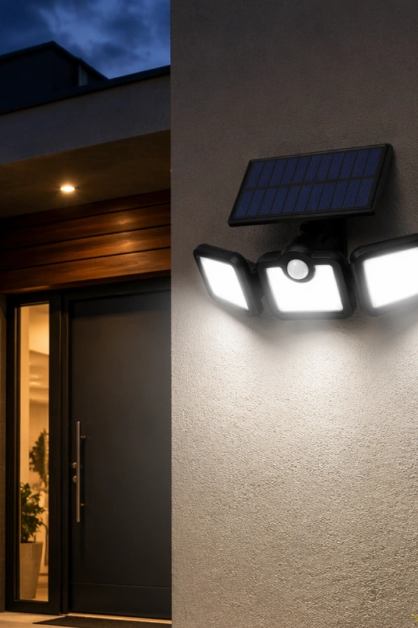 Solar Sensörlü LED Projektör Hareket Algılayıcılı Güneş Enerjili Bahçe Lambası Dış Mekan Aydınlatma
