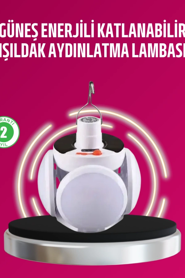 Solar ve USB Şarjlı Su Geçirmez Katlanabilir LED Lamba