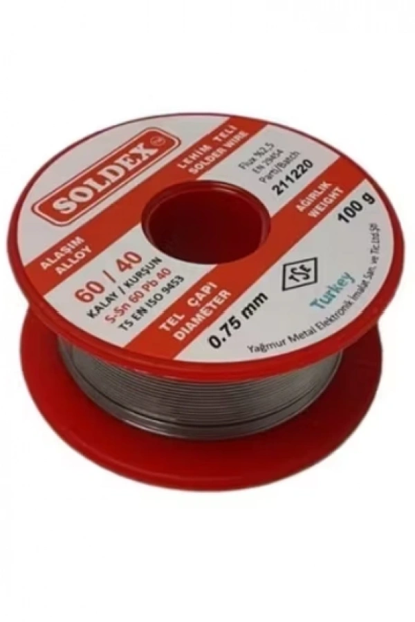 Soldex 60/40 Lehim Teli 100 gr 0,75 mm (Sn:60 / Pb:40)