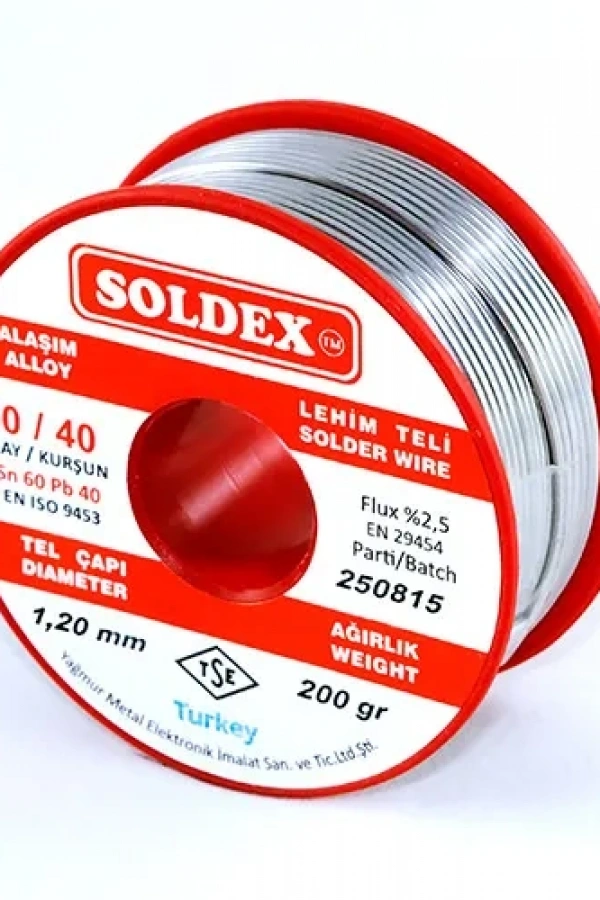 Soldex 60-40 Lehim Teli 200 Gr 1 mm - Sn:60 / Pb:40