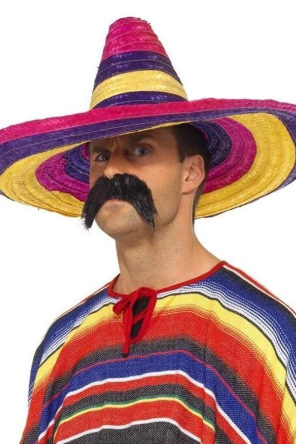 Sombrero Meksika Şapkası Renkli Örme Hasır Yetişkin Boy