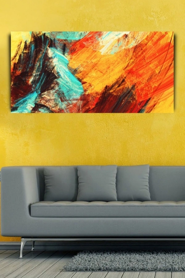 Soyut Çalışma , Pastel Renklerde Kanvas Tablo 60 x 120