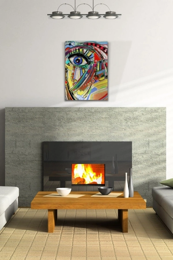 Soyut , Çok Renkli Dekoratif Kanvas Tablo 50 x 70