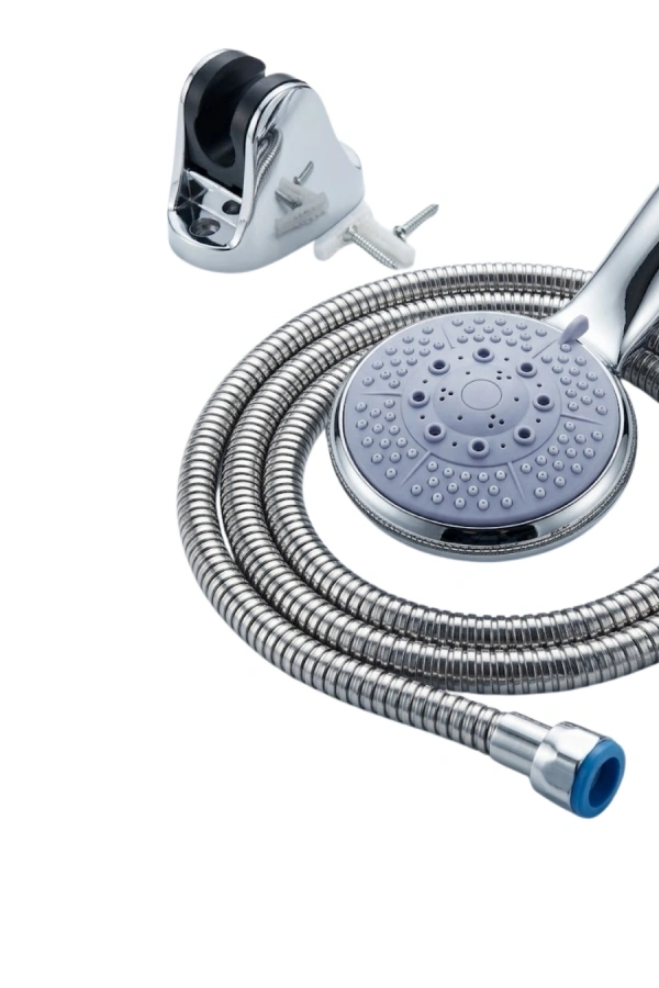 Spiral Hortumlu 4 Kademeli El Duşu Seti Duvar Askılı Banyo Duş Başlığı