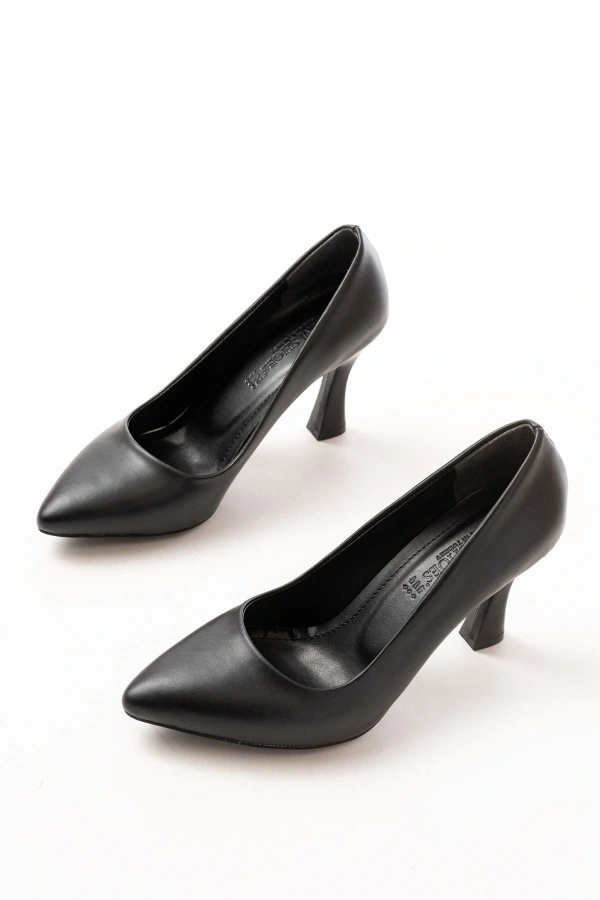 ST-001 Siyah Günlük 9 cm Topuklu Bayan Stiletto Ayakkabı