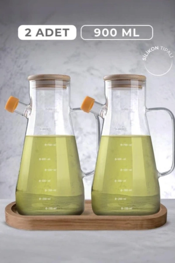 Standlı 2li Cam Yağdanlık