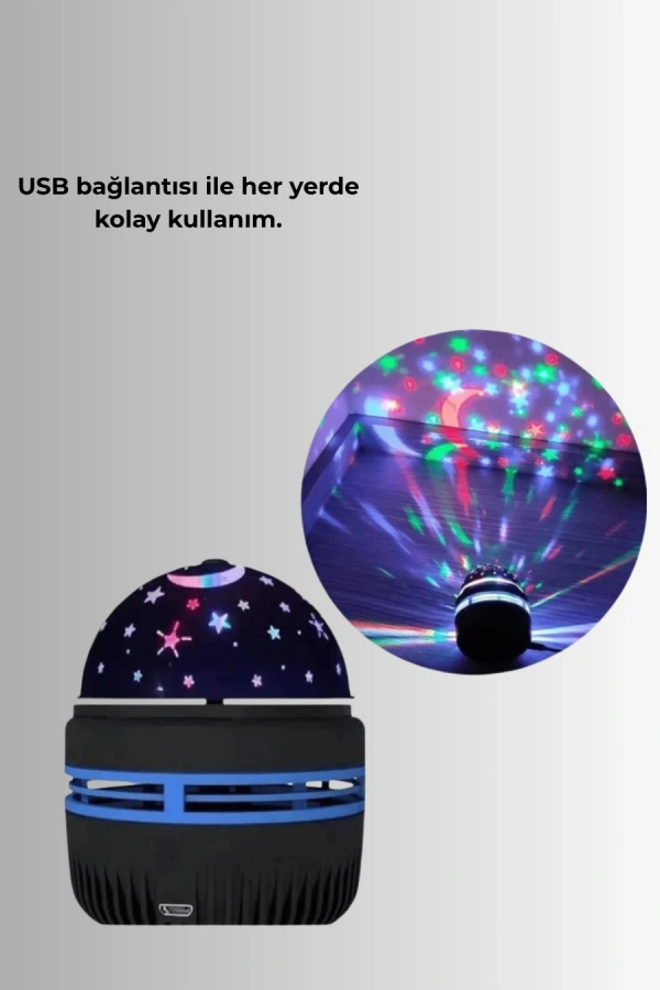 Star Master Galaxy Projektör – 360° Dönebilen Gece Lambası, Dekoratif Ambiyans Işığı