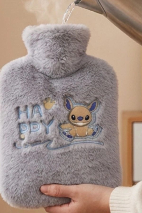 Stitch Figürlü Gri Peluş Sıcak Su Torbası 1 Litre