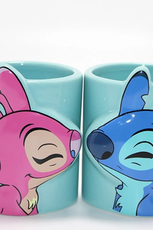 Stitch Ve Angel 3D Figürlü Çift Kupa Bardak Seti