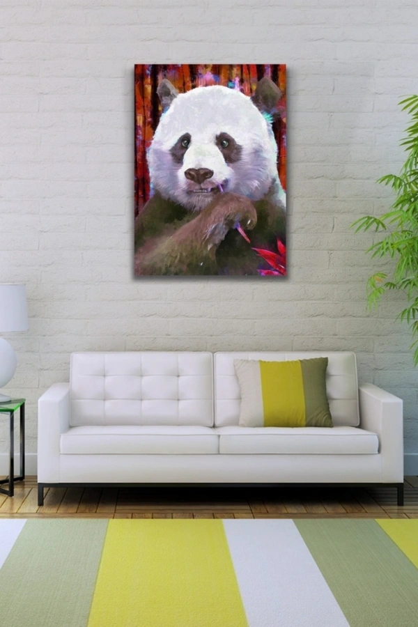 Suluboya Tekniğinde Panda Görseli Kanvas Tablo 50 x 70