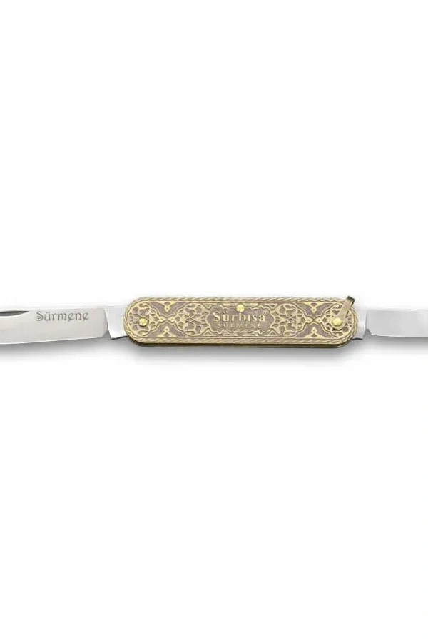 Sürbısa 61804 Pirinç İşlemeli Sürmene Çakısı 5,5 / 3,5 cm - Çift Bıçaklı