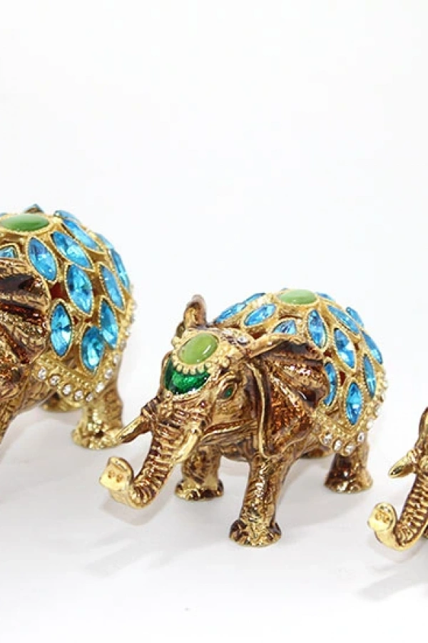 Swarovski Taşlı 3lü Fil Figürü Model 2