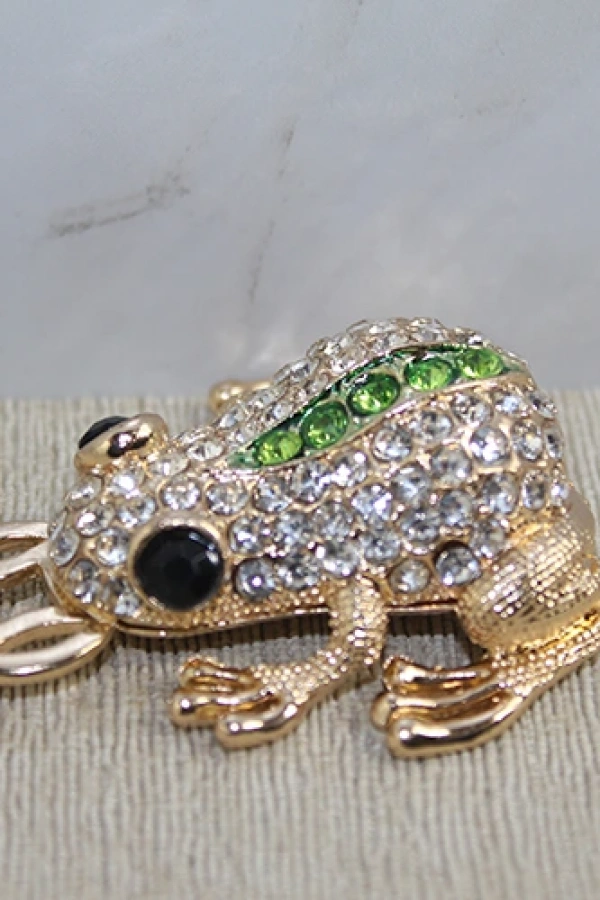 Swarovski Taşlı Minik Figür - Kurbağa