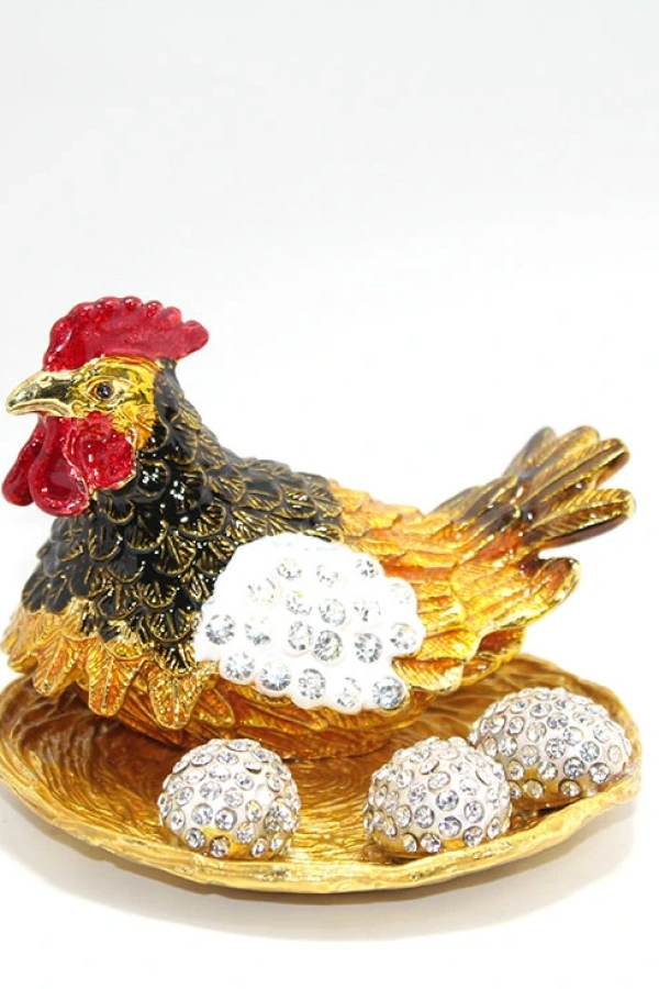 Swarovski Taşlı Yumurtalı Tekli Tavuk Model 1