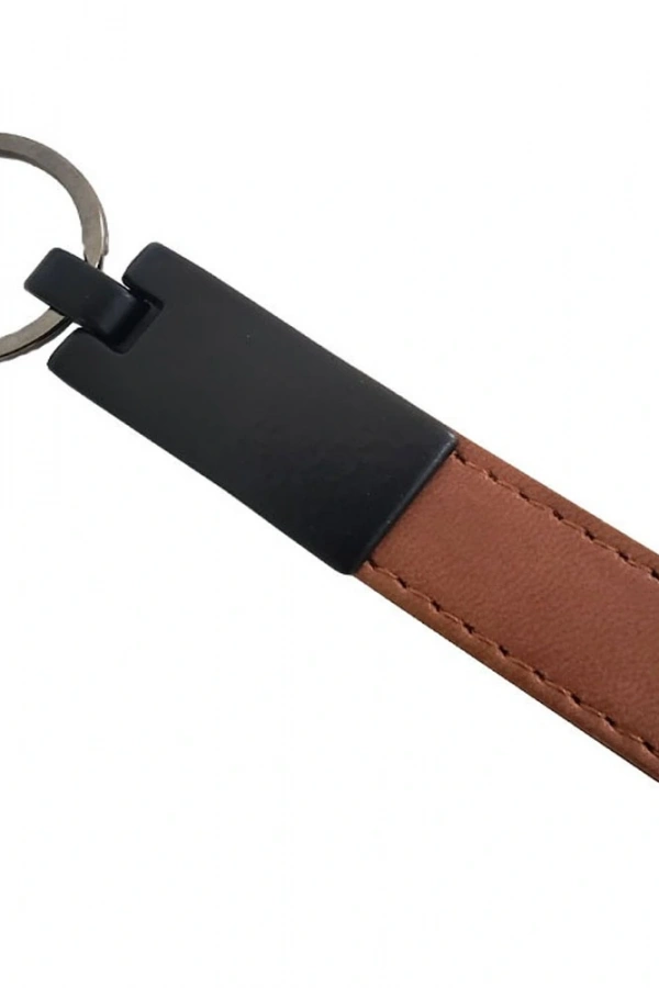 Taba Renk Deri Metal Anahtarlık