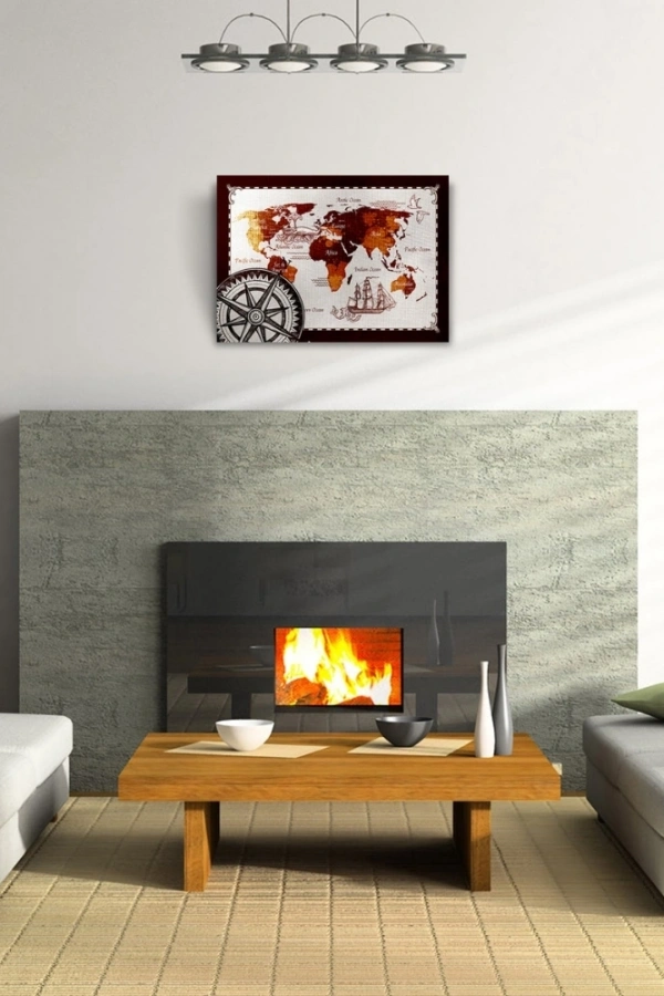 Tarihi Dünya Haritası Kanvas Tablo 50 x 70