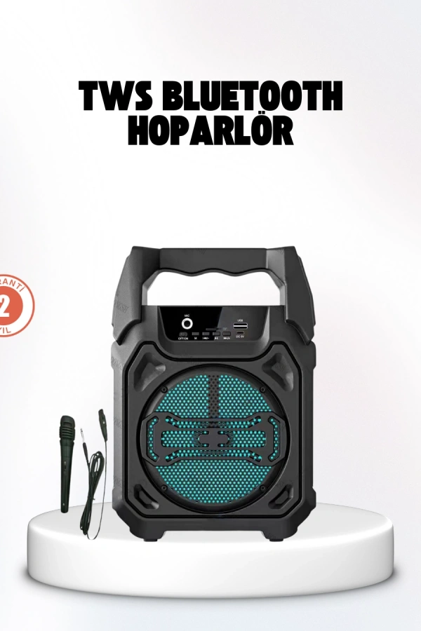 Taşınabilir 6.5” Bluetooth Hoparlör USB TF Kart Mikrofonlu Şarjlı Sistem