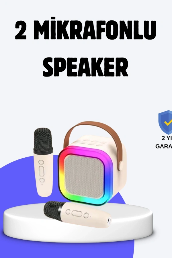 Taşınabilir Bluetooth Karaoke Hoparlör – 2400 mAh Batarya