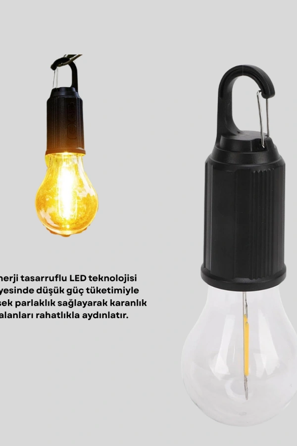 Taşınabilir Şarjlı LED Kamp Lambası – Type-C Girişli ve Kancalı Tasarım